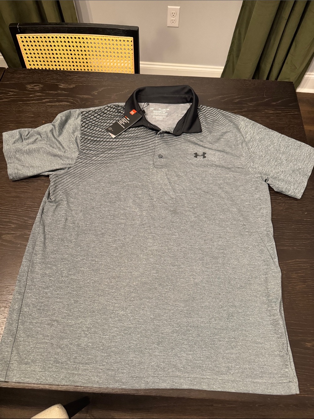 Under Armour Men’s Gray Polo with Black Collar and Subtle Chest Logo